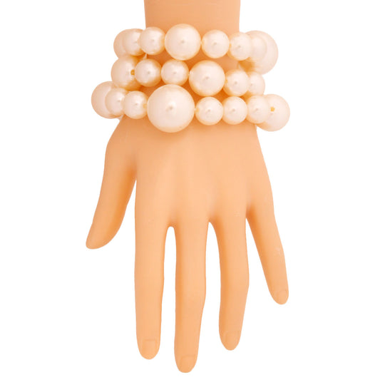 Cream Chunky Pearl 3 Pc Bracelets