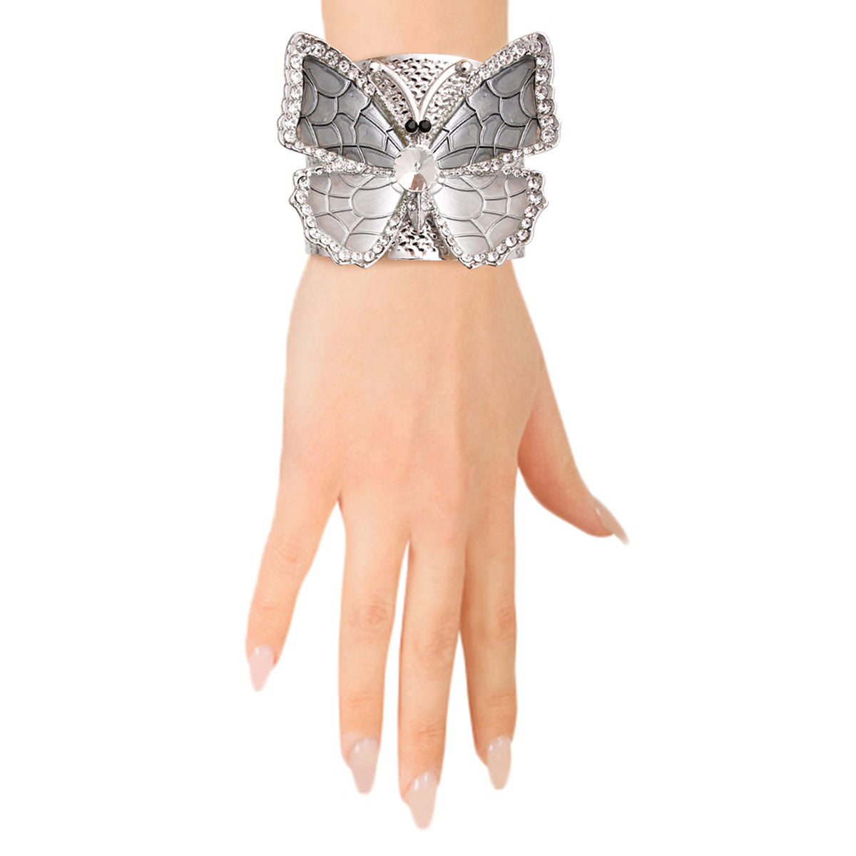 Rigid Metal Gray Butterfly Cuff