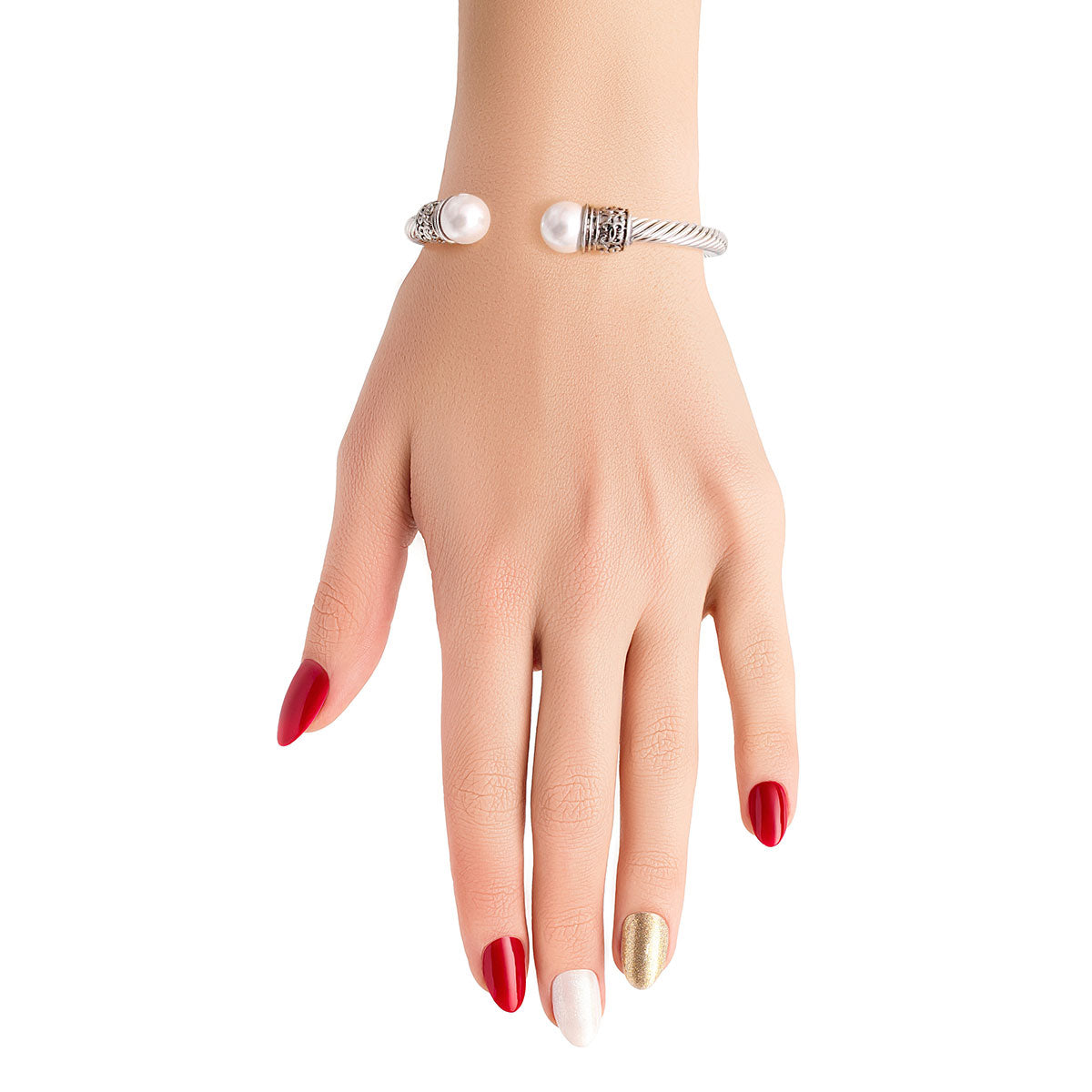 White Silver Cable Classic Bangle