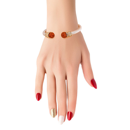 Brown Rhinestone Cable Bangle