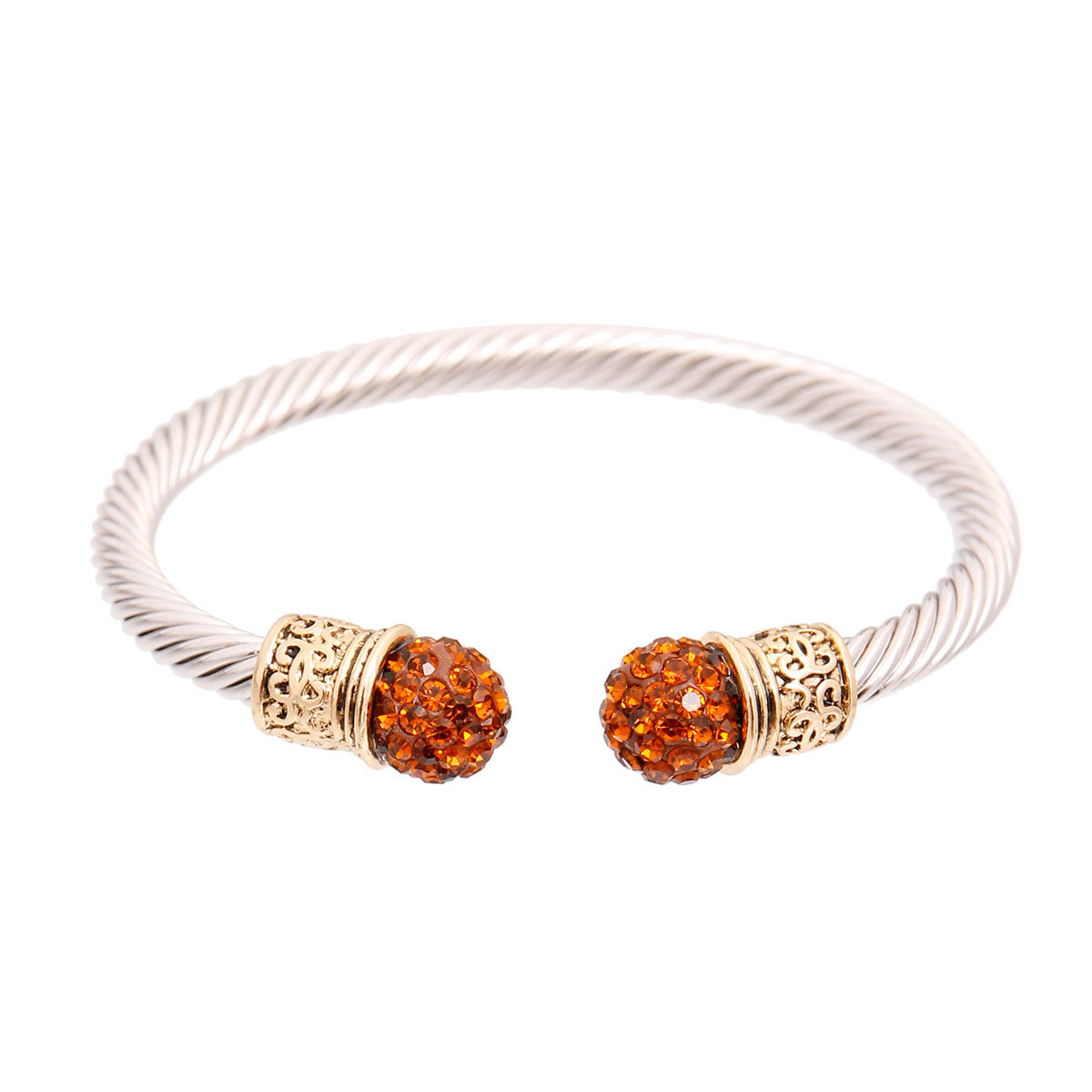 Brown Rhinestone Cable Bangle