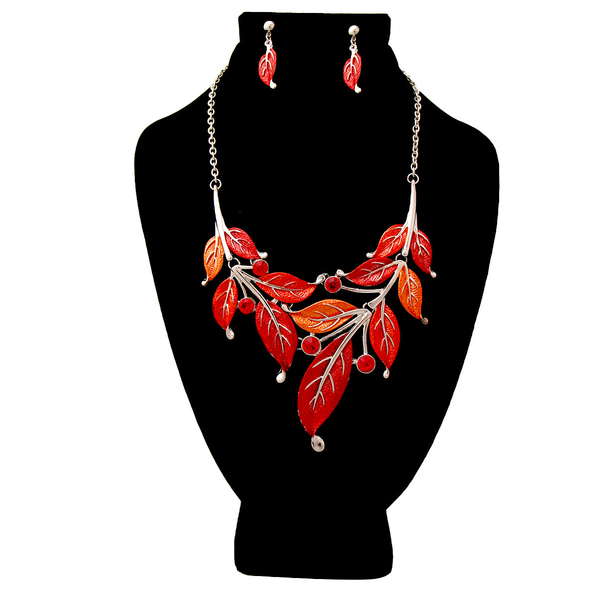 Red Leaf Necklace Set