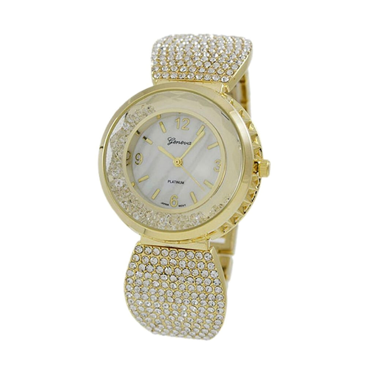 Gold Rigid Stone Band Crystal Watch