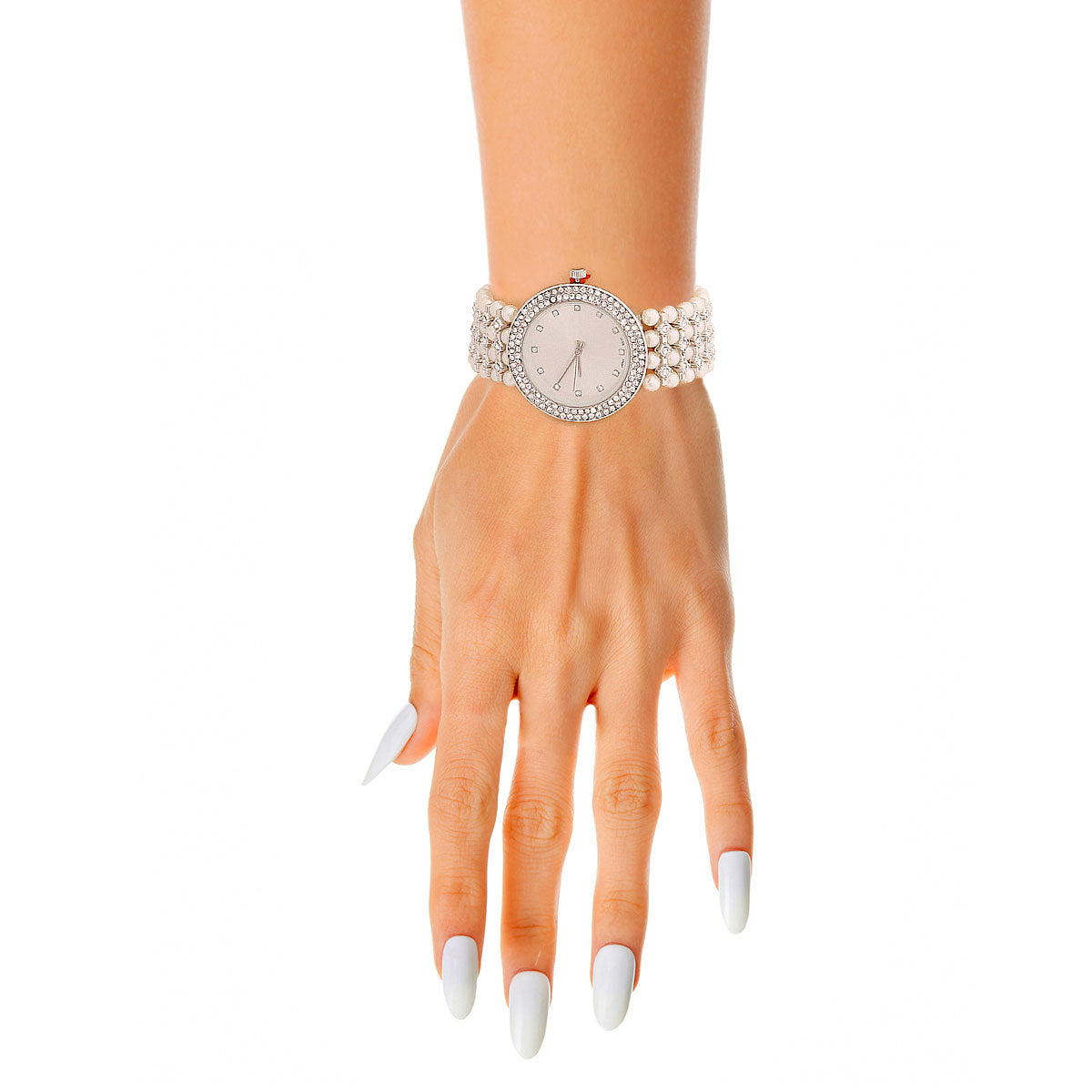 Silver Pearl and Rhinestone Watch