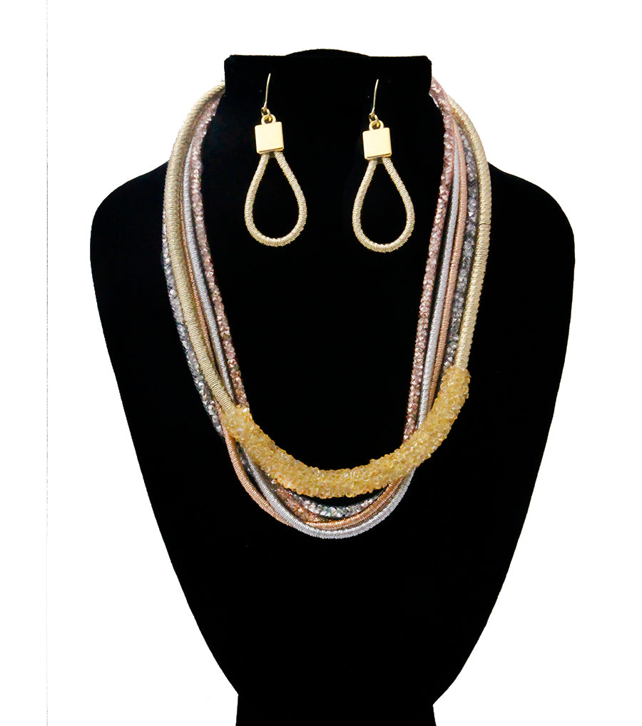 Metallic Cord Necklace Set