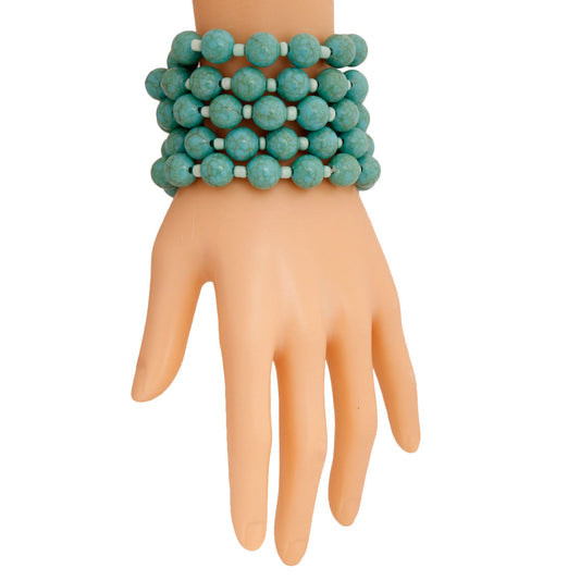 Cracked Turquoise Pearl 5 Pc Bracelets