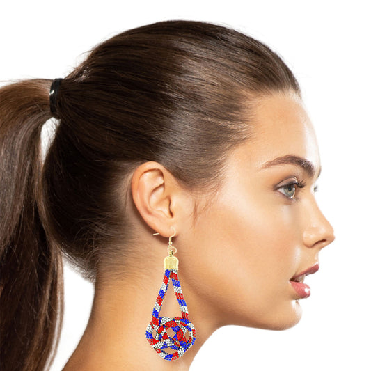 Red White and Blue Knotted Earrings