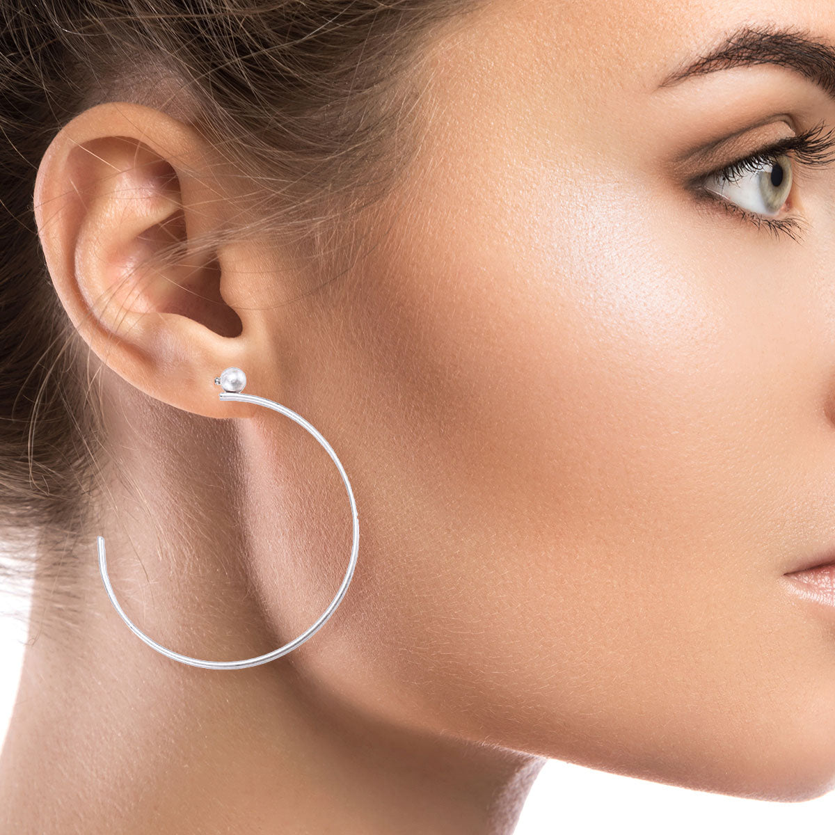 Matte Silver Ball Metal Hoops