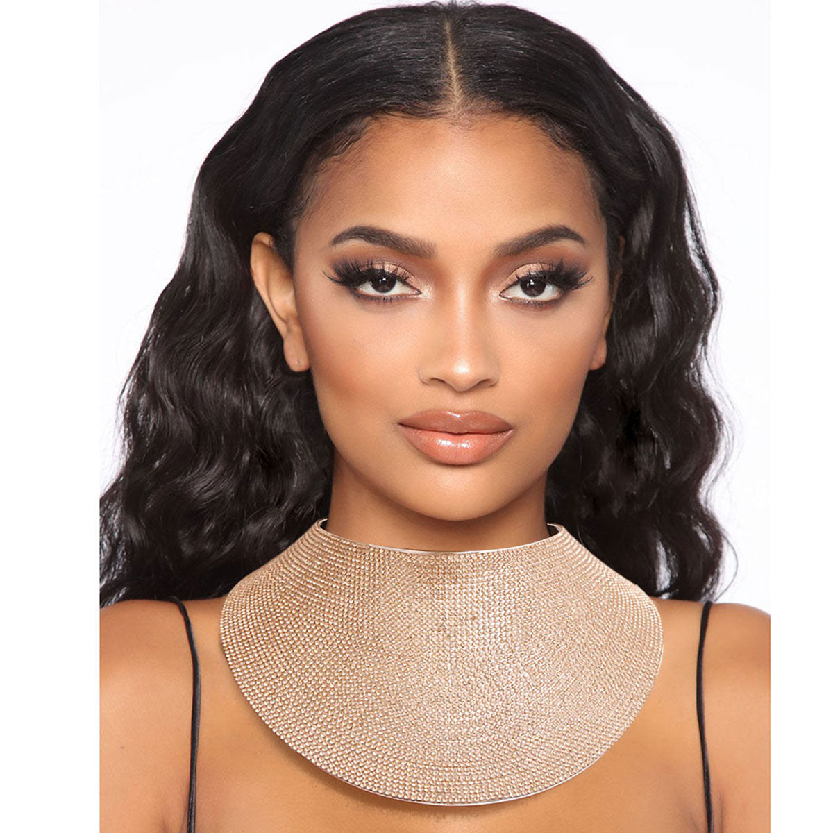 Rose Gold Rhinestone Bib Collar Set