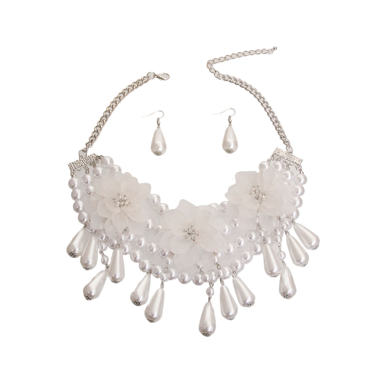 White Pearl Teardrop Flower Set