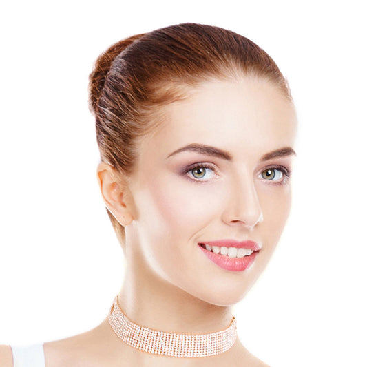 Gold 9 Line Rhinestone Choker