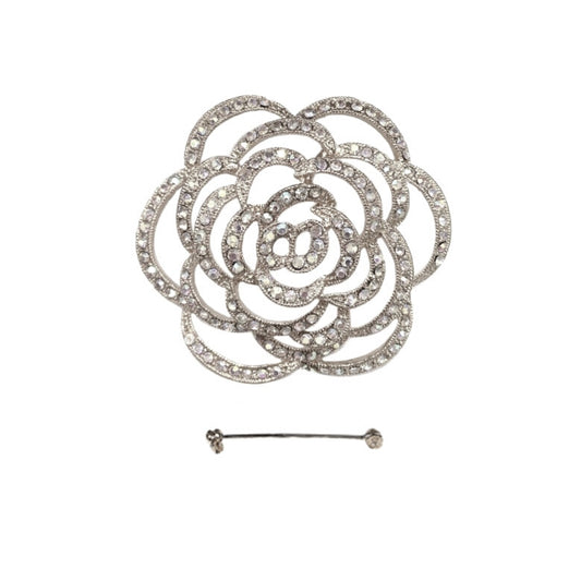 Silver Rose Brooch