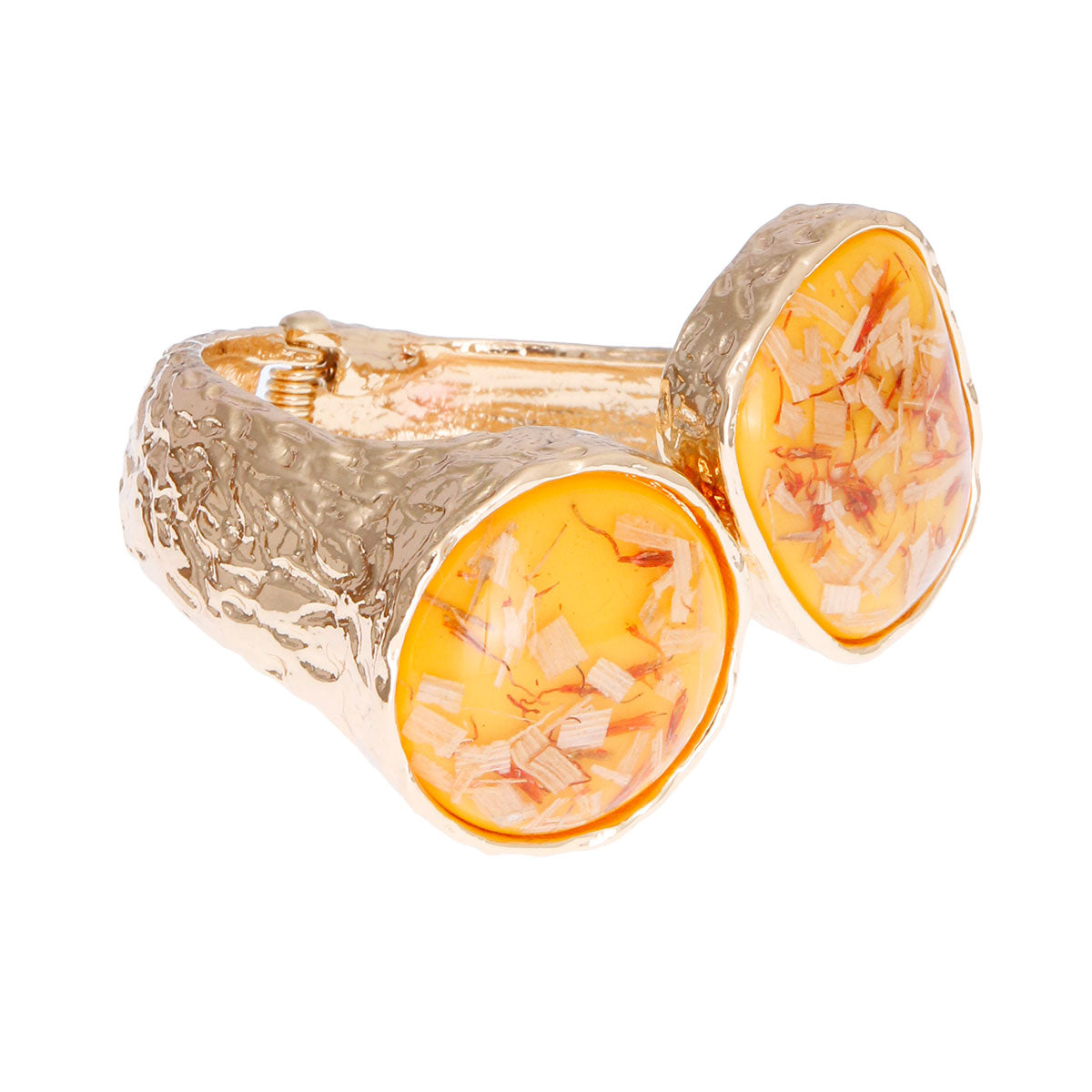 Yellow Confetti Gold Hinge Cuff