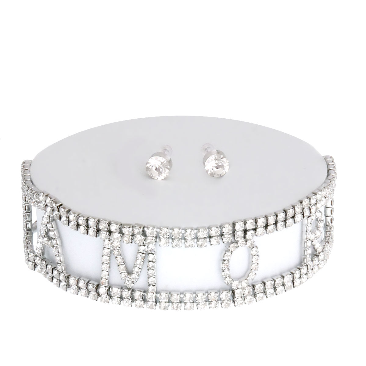 Silver AMOR Rhinestone Choker