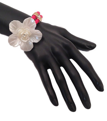 Pink Bracelet with White Flower