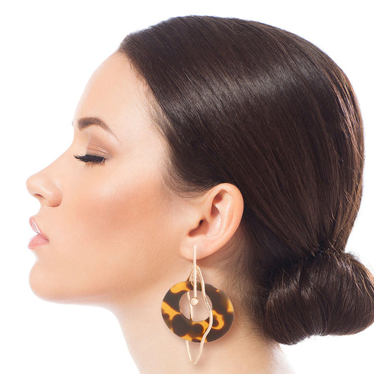 Gold Bar Dark Tortoiseshell Earrings