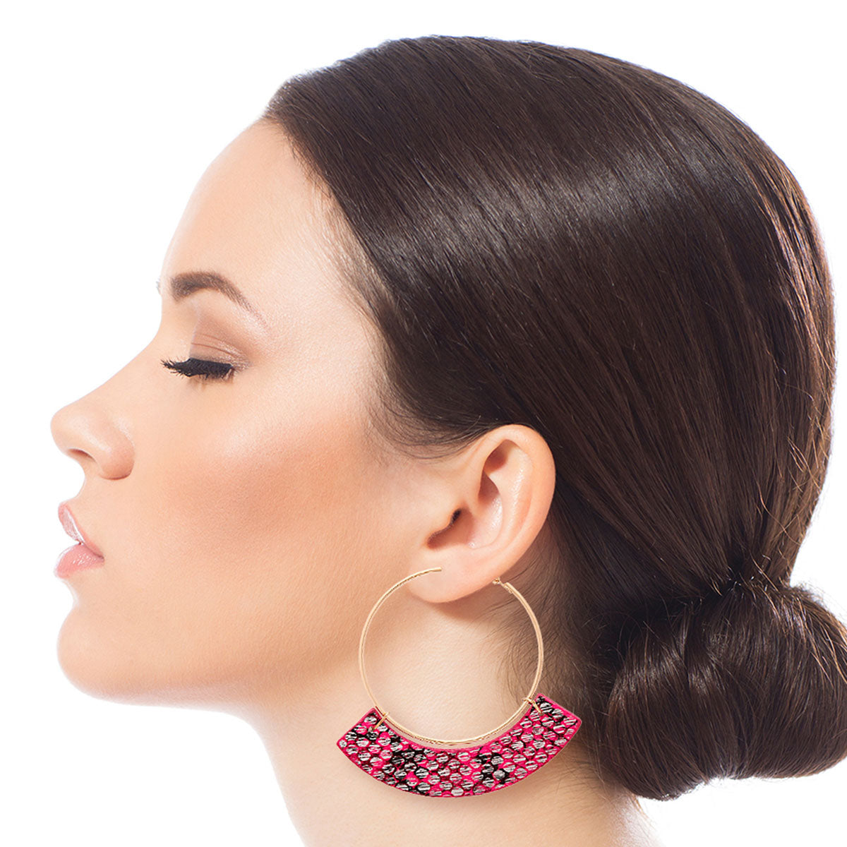 Pink Snake Skin Hoop Set