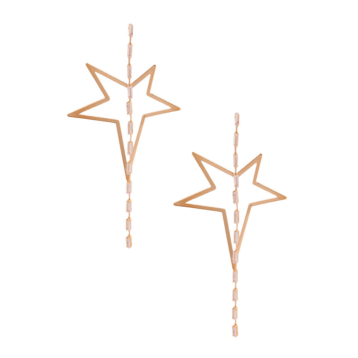 Gold Star Crystal Baguette Earrings