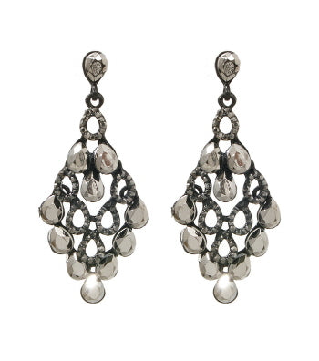 Metal with Stone Drop Earrings