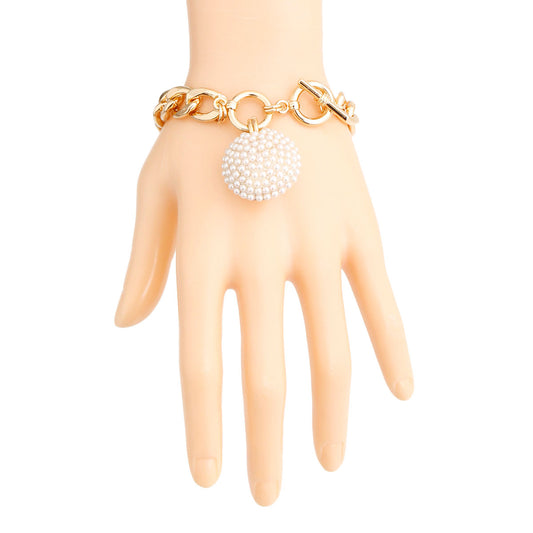 Cream Pearl Ball Charm Bracelet