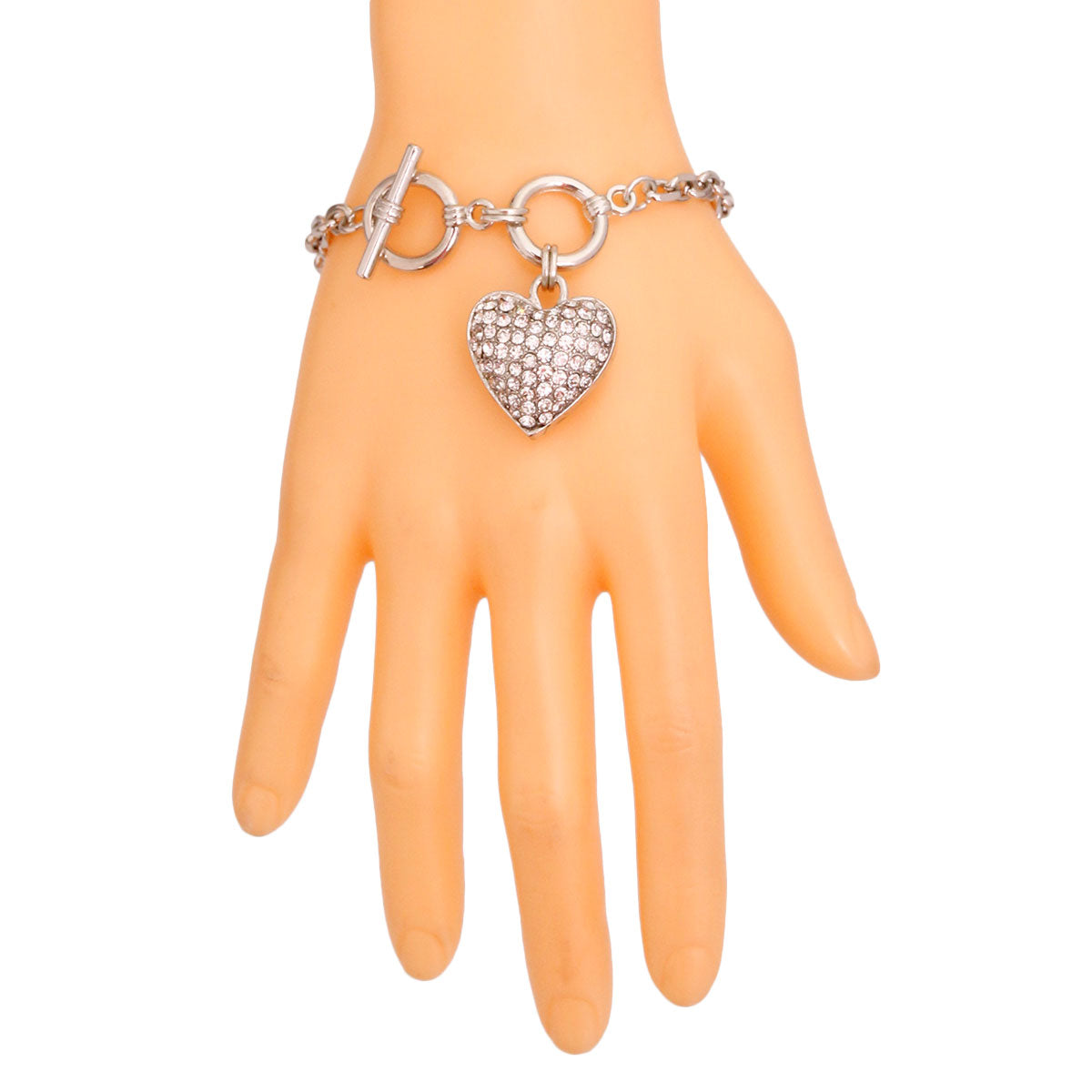 Silver Chain 3D Heart Bracelet