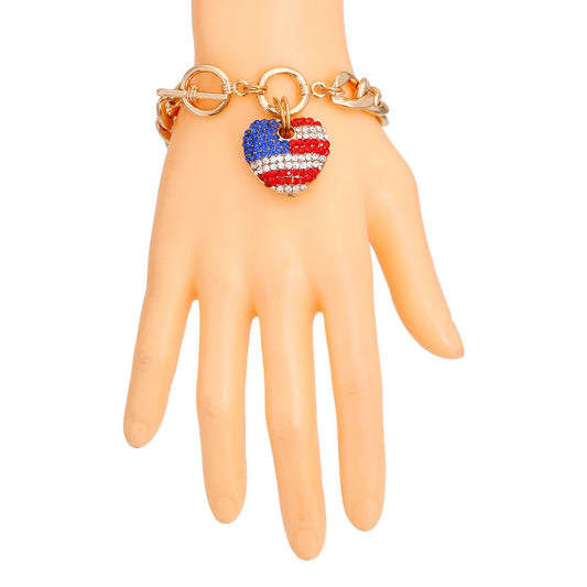 Patriotic Heart Toggle Bracelet