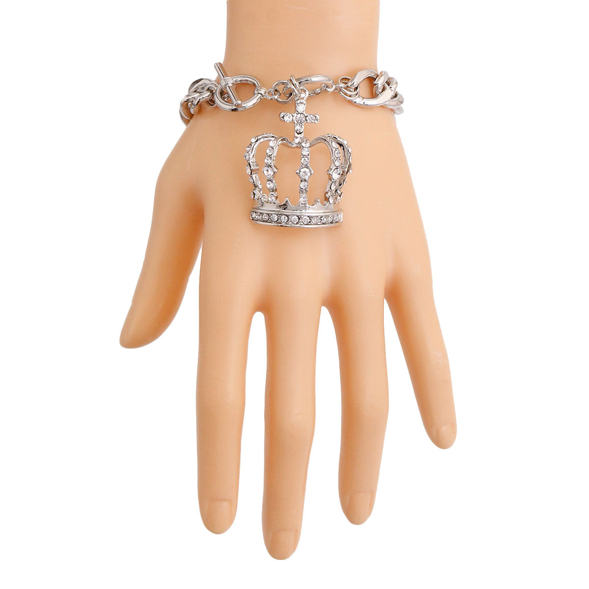 Silver Crown Toggle Bracelet