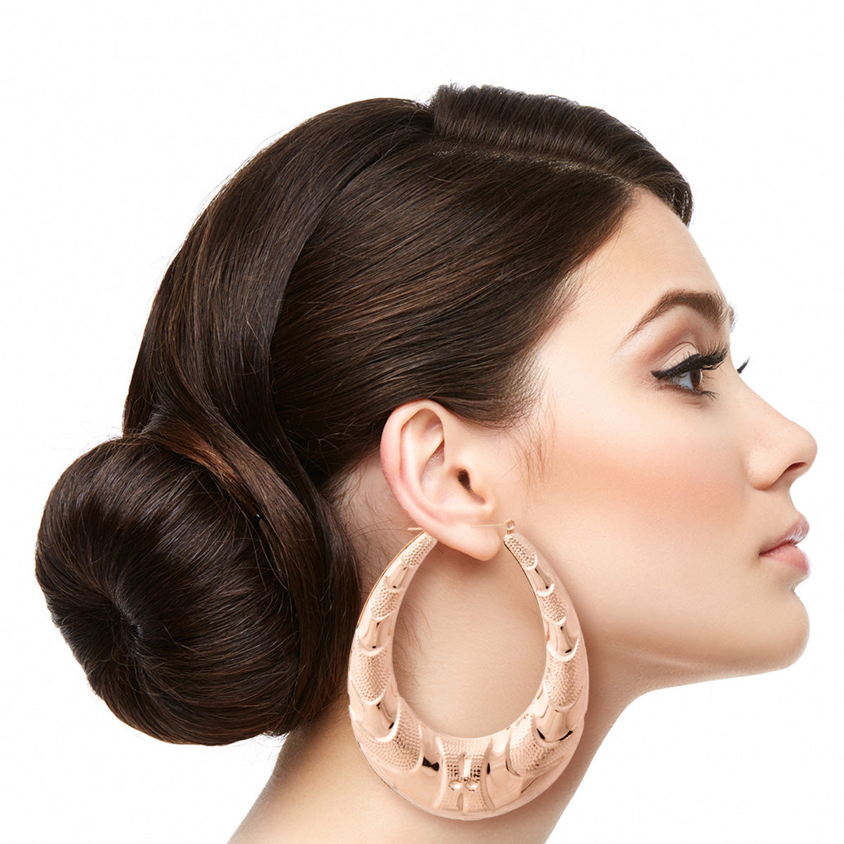 Rose Gold Bamboo Hoop Earrings