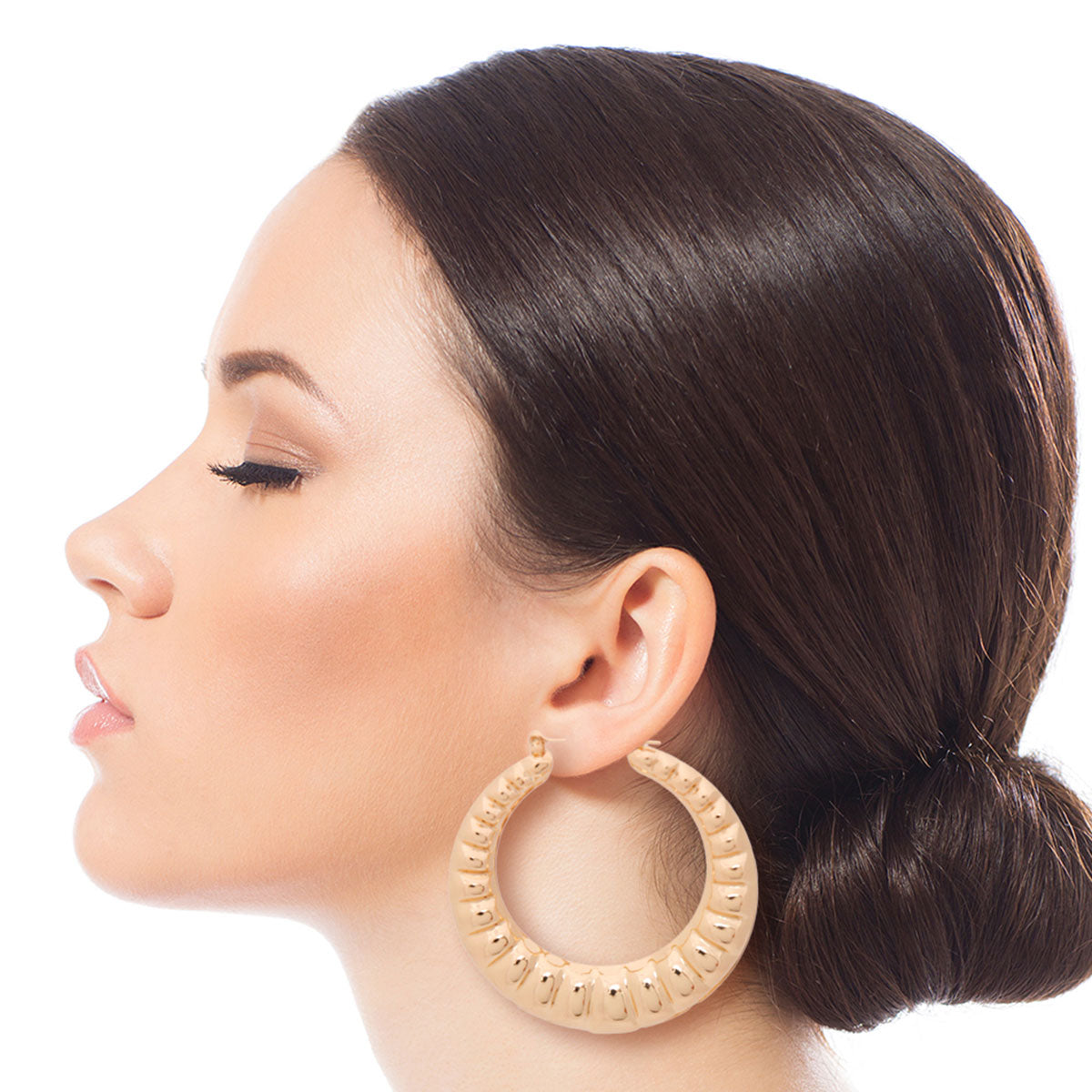 Gold Wavy Bamboo Hoops