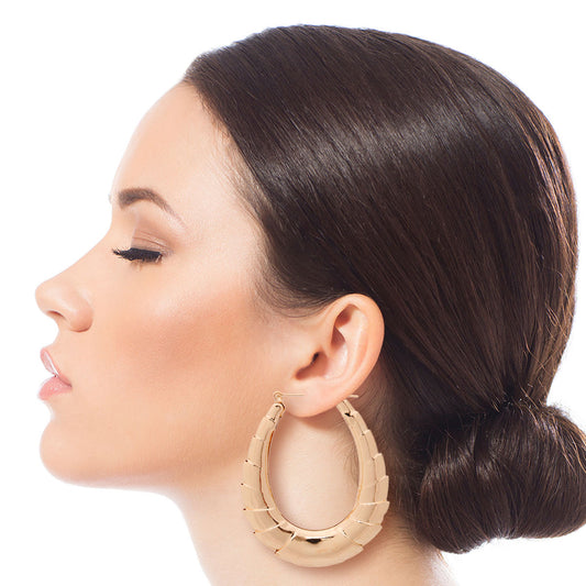 Gold Teardrop Graduated Bamboo Hoops