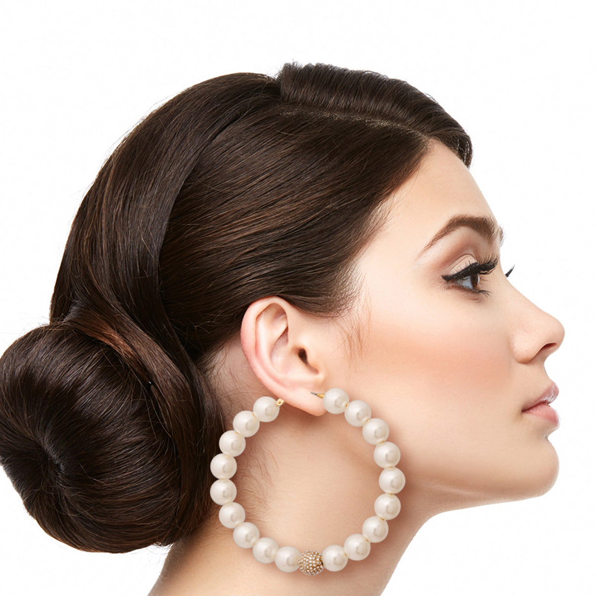 Pearl and Pave Rhinestone Hoops