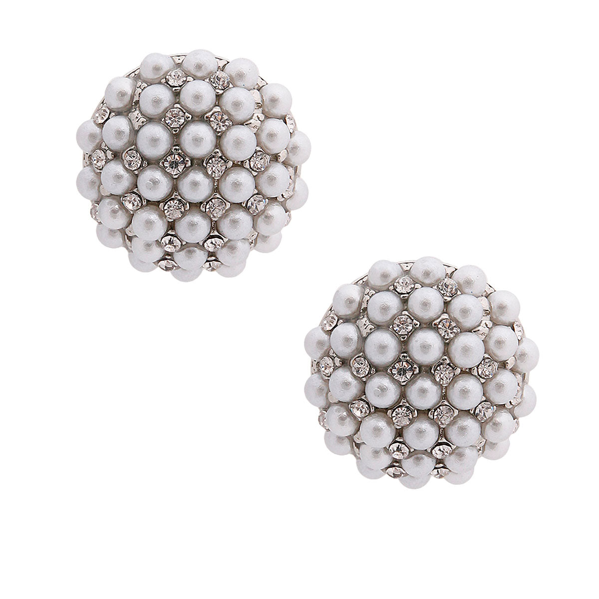 White Pearl Dome Stud Earrings