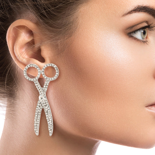 Rhinestone Scissor Earrings