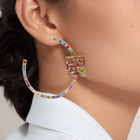 Multi Color Designer Stone Hoops