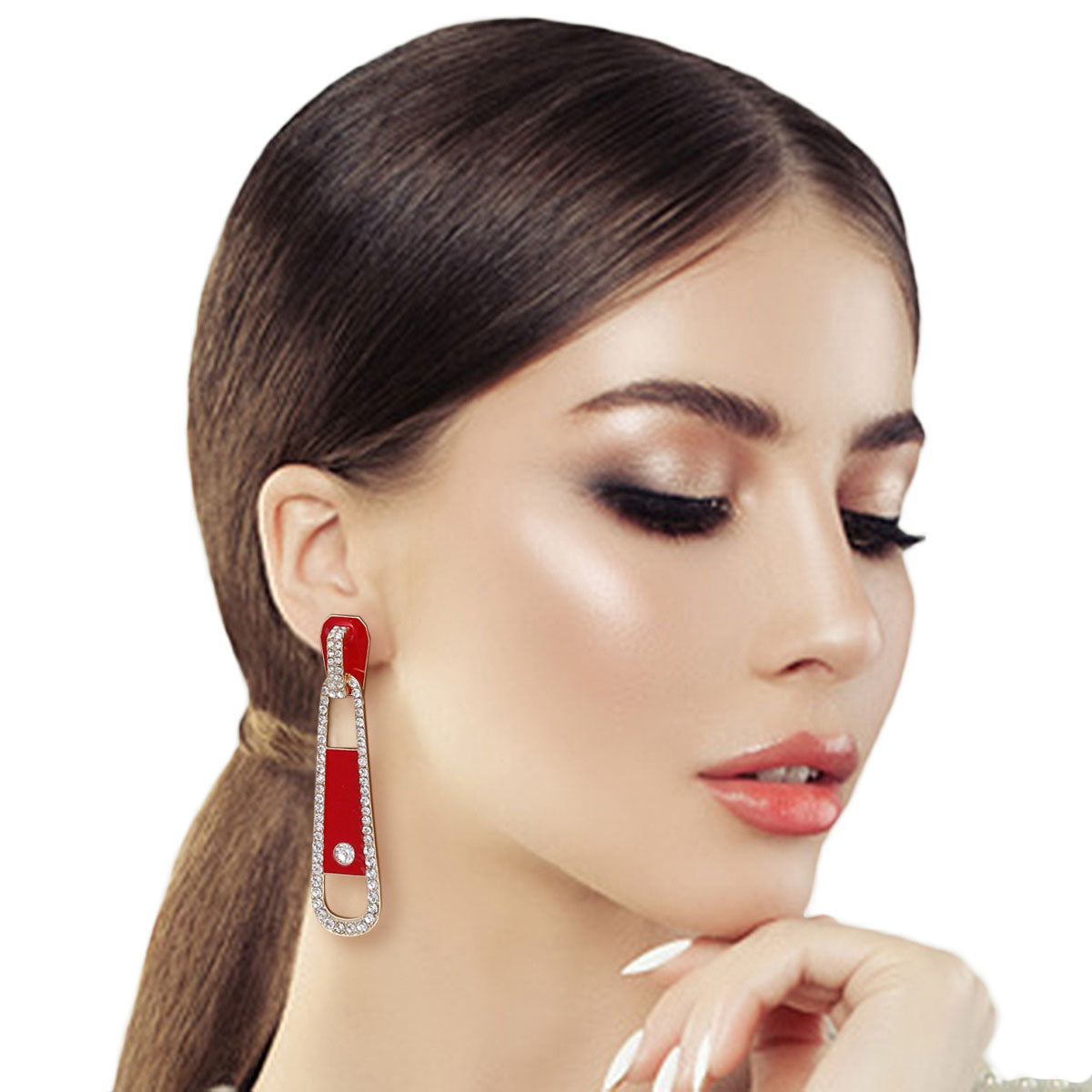 Red Zipper Drop Earrings