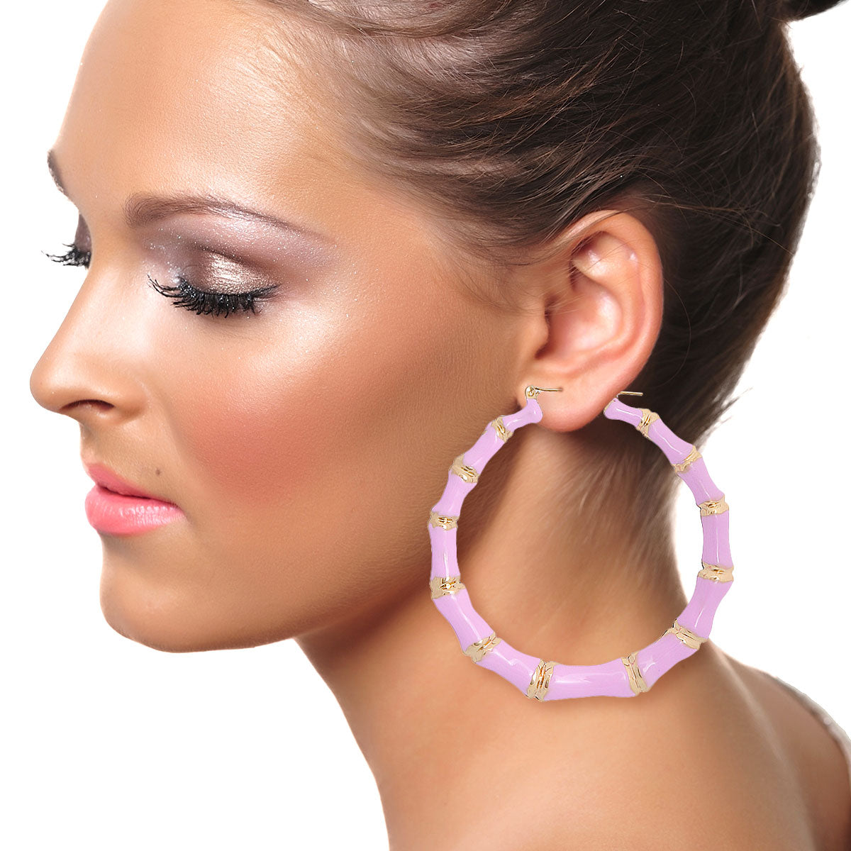 Pink Bamboo Hoops