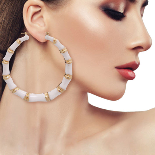 White Bamboo Hoops