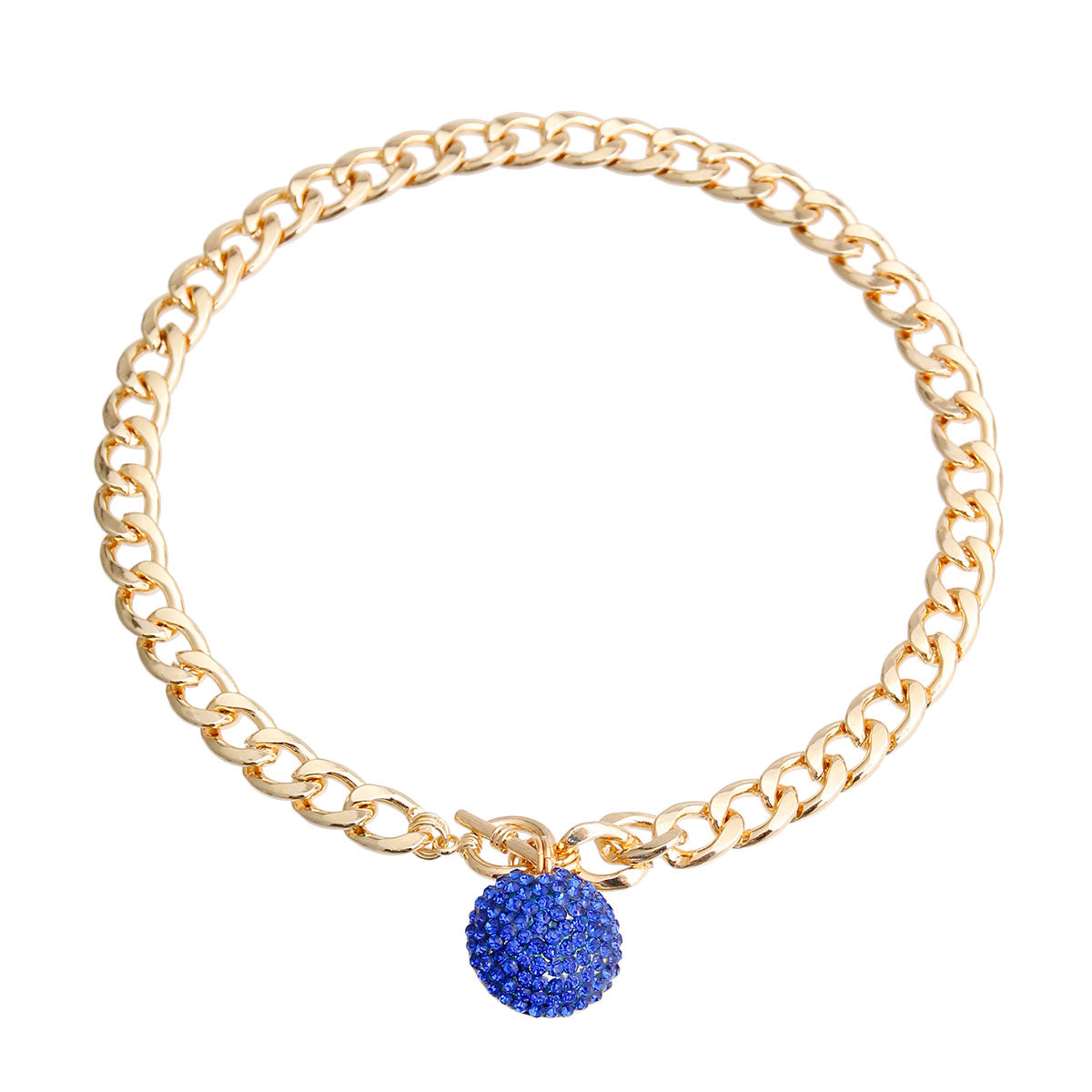 Blue Pave Ball Charm Necklace