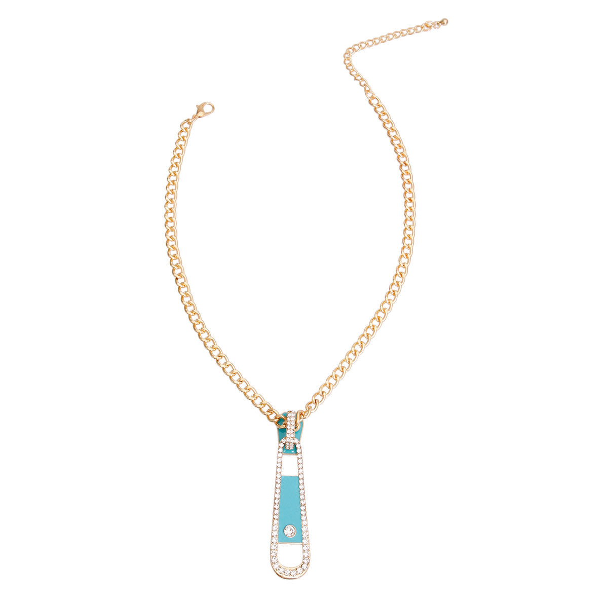 Blue Zipper Pendant Necklace