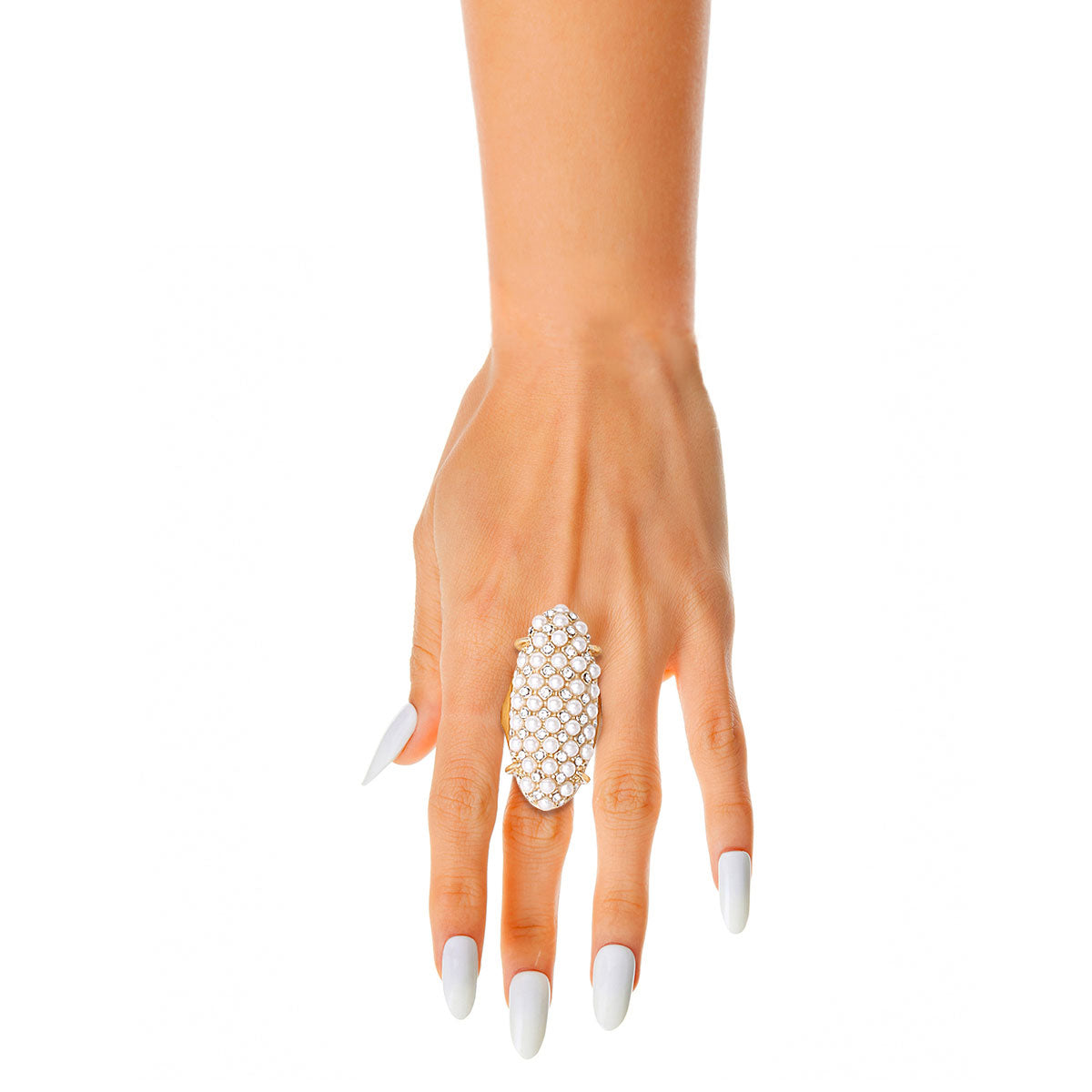 Elongated Cream Pearl Ring