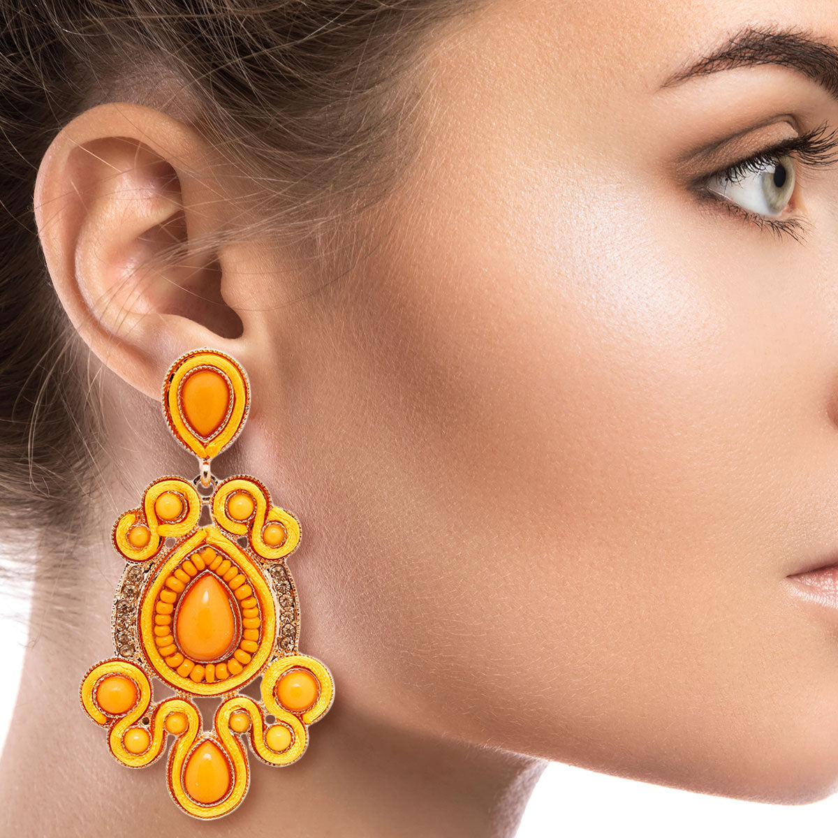 Gold and Mustard Soutache Earrings