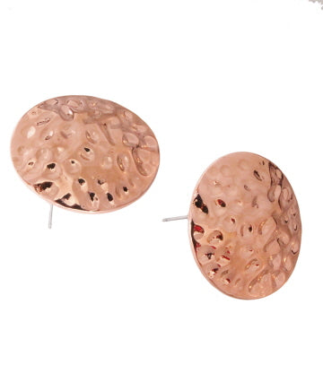 Dozen Rose Gold Hammered Round Stud Earrings