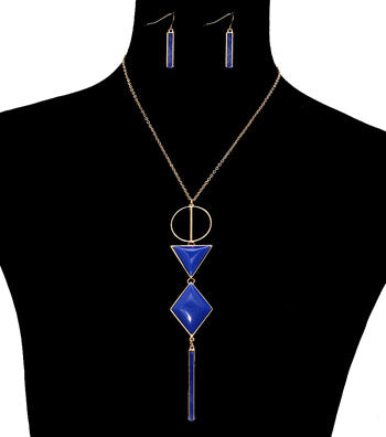 Geometric Drop Necklce Set