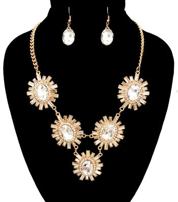 Flower Pendant Necklace Set