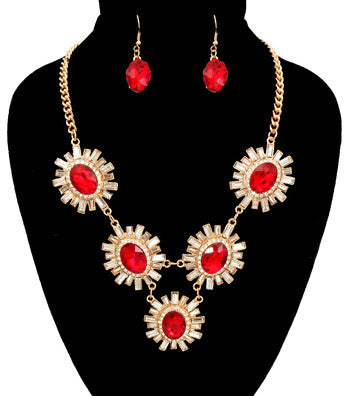 Flower Pendant Necklace Set