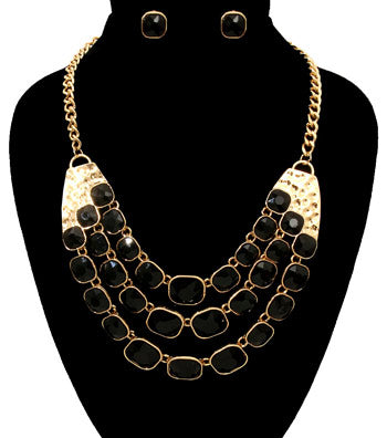 Stones Layered Necklace Set