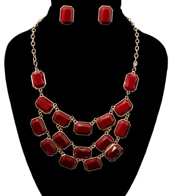 Stoned Layered Necklace Set