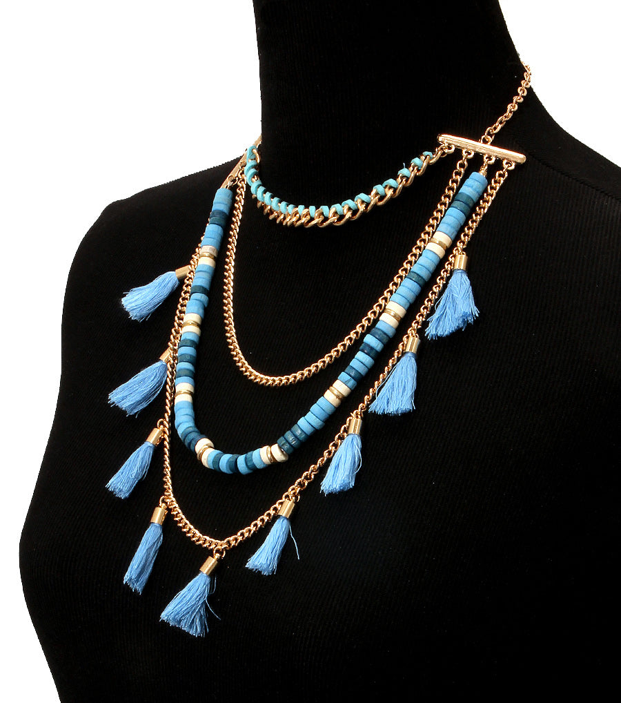 Yarn Tassel Necklace Set