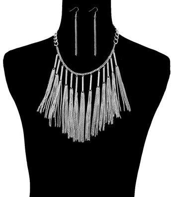 Tassel Drop Necklace Set