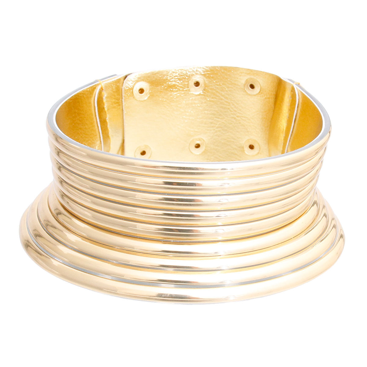 Gold Vegan Leather Snap Collar